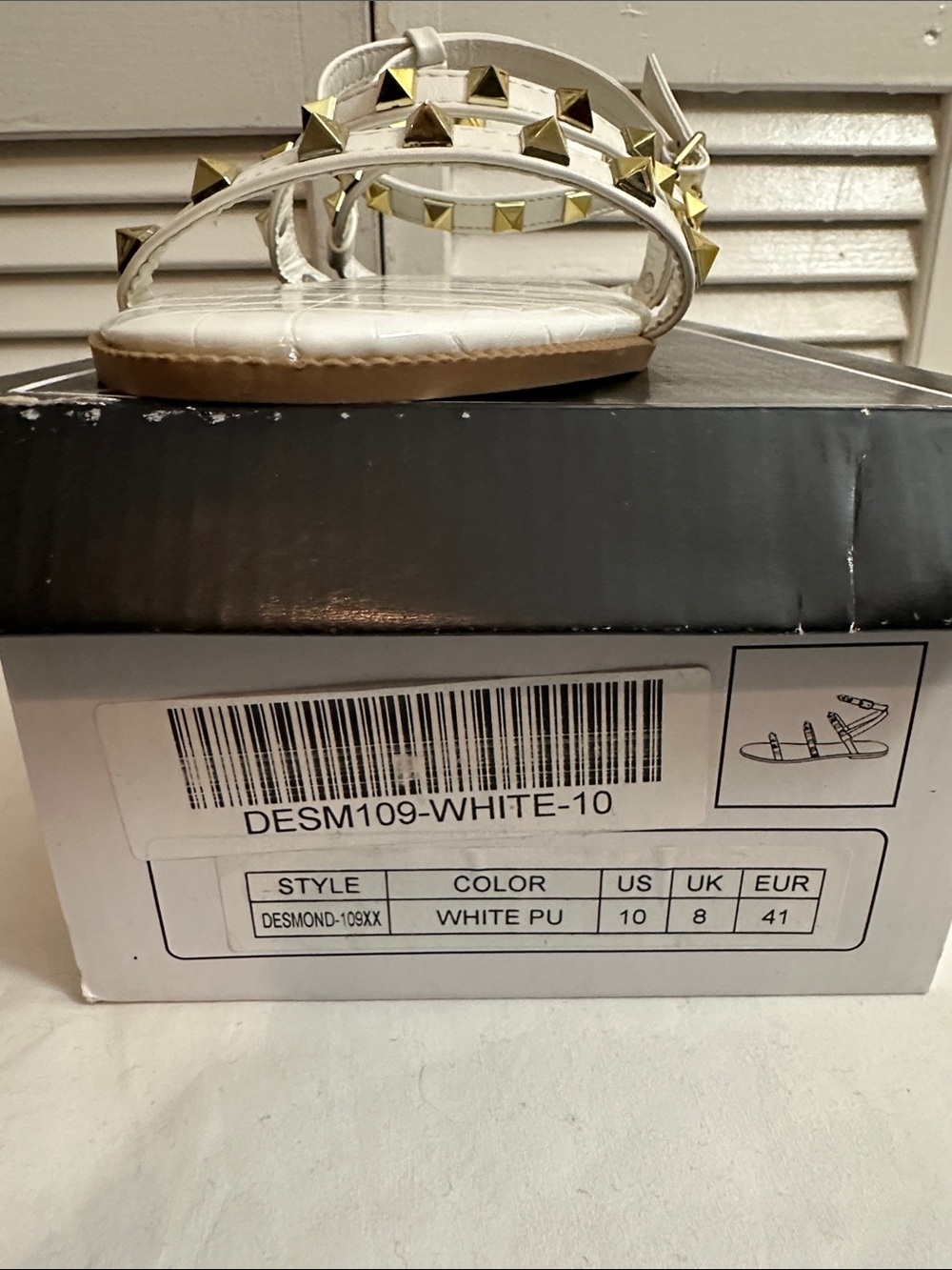 Qupid White Pyramid-Stud Ankle-Strap Sandal - Picture 3 of 5
